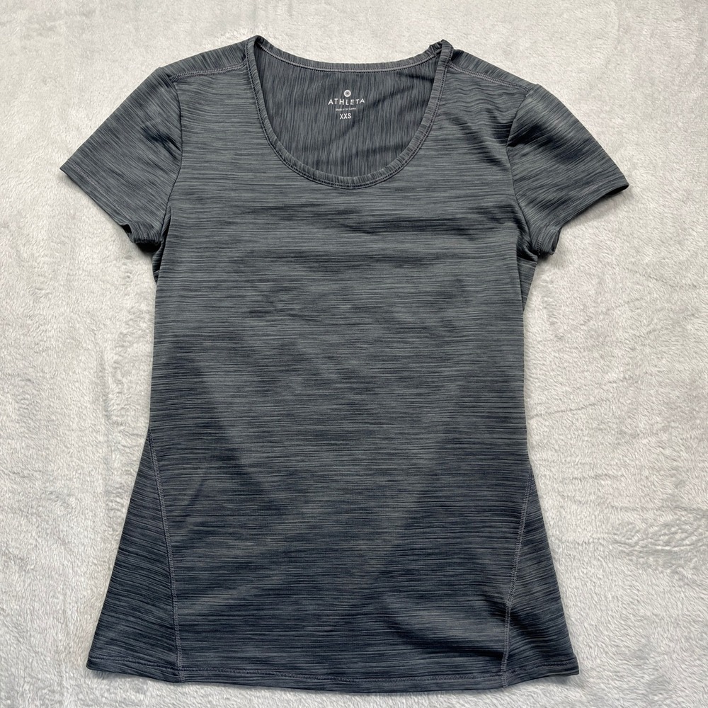 Athleta Performance T-Shirt Women Gray Heathered Space Dye Active Top XXS